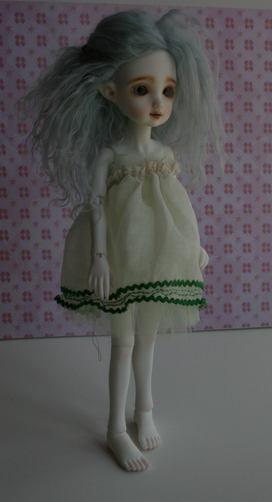 Porceline Blue mohair wig 5.75"